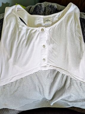 Daytrip White Camisole with Gray Striped Panel